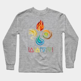 Natural Elements, Fire, Wind, Water and Earth - Natural Science Theme Long Sleeve T-Shirt